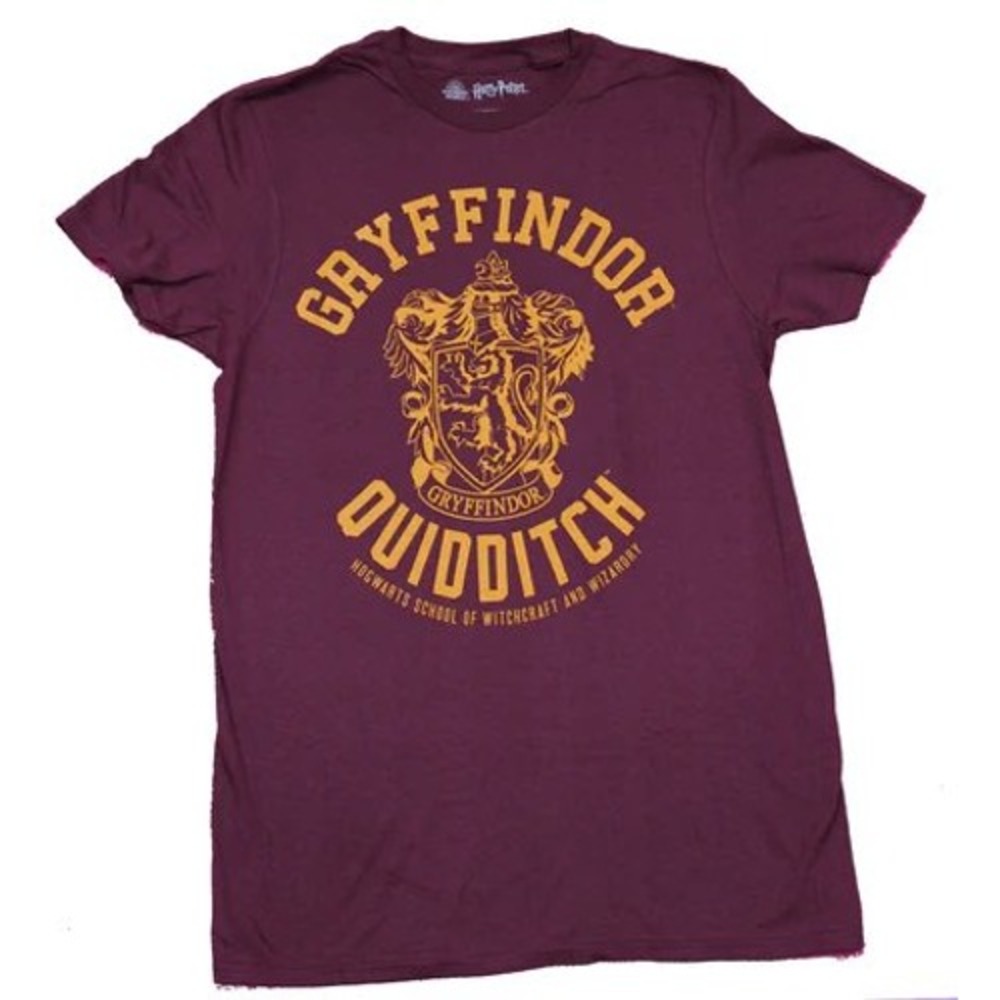 Harry Potter Gryffindor Quidditch T Shirt Burgundy Yellow Mens Size M